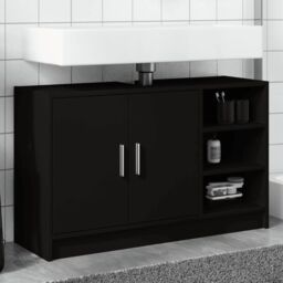 Berkfield Home Sink Cabinet Black 90x29x55 cm Engineered Wood - Size: 90 x 29 x 55 cm - thumbnail 1