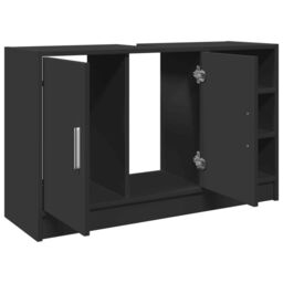Berkfield Home Sink Cabinet Black 90x29x55 cm Engineered Wood - Size: 90 x 29 x 55 cm - thumbnail 5