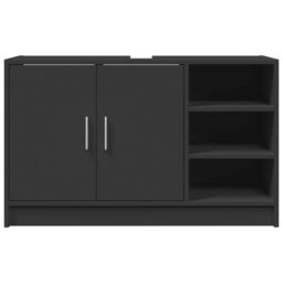 Berkfield Home Sink Cabinet Black 90x29x55 cm Engineered Wood - Size: 90 x 29 x 55 cm - thumbnail 4