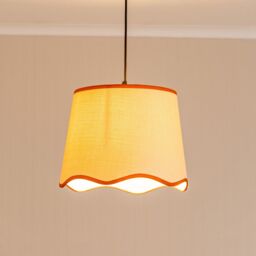 ValueLights Dutton Natural Fabric Scallop Edge Ceiling Floor Table Large Lamp Shade in Burnt Orange
