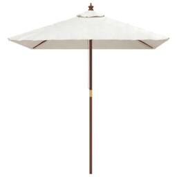 Berkfield Home Durable Garden Parasol with Wooden Pole Sand 198x198x231 cm in Light Sand - Size: 198 x 198 x 231 cm - thumbnail 1
