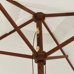 Berkfield Home Durable Garden Parasol with Wooden Pole Sand 198x198x231 cm in Light Sand - Size: 198 x 198 x 231 cm - thumbnail 5