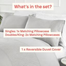 Rapport Home Nova Pinsonic Polyester Luxury Duvet Cover Set with Pillowcase in Grey - Size: King - thumbnail 4
