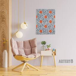 "Artery8 Owen Jones Simple Red Flower Bloom Pattern Canvas Wall Art Print in White - Size: W12"" x H16""" - thumbnail 3