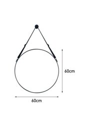 Living and Home 60x60cm Retro Round Wall Mirror in Black - Size: 60x60 cm - thumbnail 2