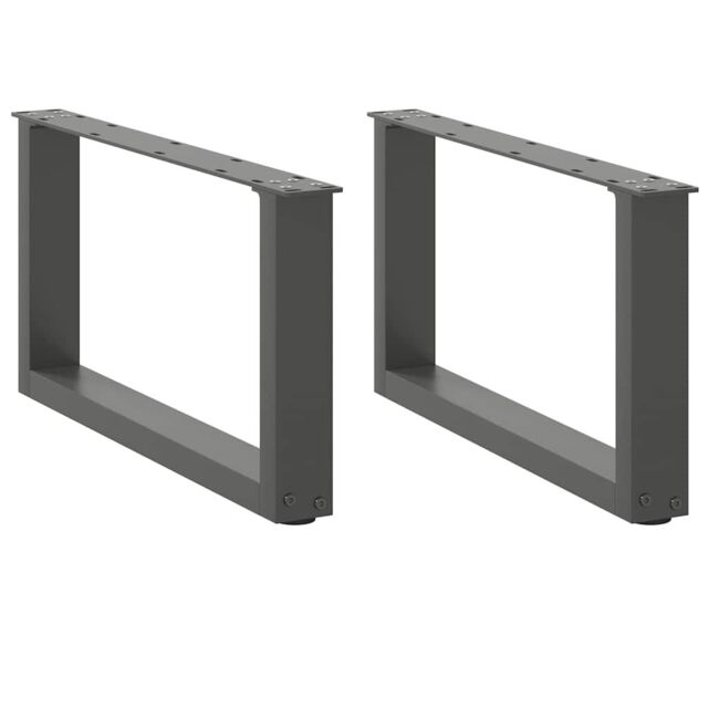 Berkfield Home Coffee Table Legs U-Shaped 2 pcs Anthracite 60x(30-31) cm Steel in Black - image 1