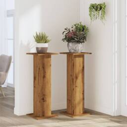 Berkfield Home Plant Stands 2 pcs Artisian Oak 30x30x80 cm Engineered Wood in Brown - Size: 30 x 30 x 80 cm - thumbnail 1