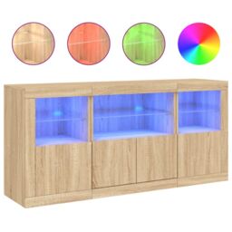 Berkfield Home Sideboard with LED Lights Sonoma Oak 142.5x37x67 cm in Brown - thumbnail 2