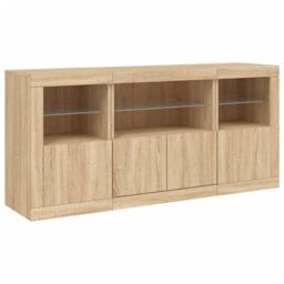 Berkfield Home Sideboard with LED Lights Sonoma Oak 142.5x37x67 cm in Brown - thumbnail 5