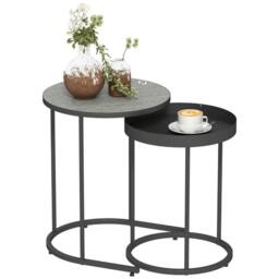STILVORA Nesting Side Tables Set of 2 with Metal Frame Grey - thumbnail 7