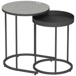 STILVORA Nesting Side Tables Set of 2 with Metal Frame Grey - thumbnail 6