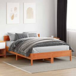 Berkfield Home Bed Frame without Mattress Wax Brown 140x200 cm Solid Wood Pine - thumbnail 2