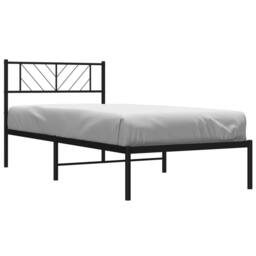 Berkfield Home Metal Bed Frame with Headboard Black 75x190 cm Small Single