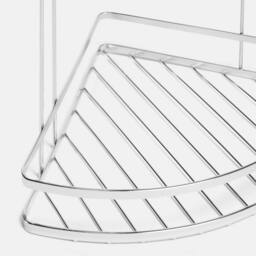 OHS 2 Tier Suction Shower Caddy Bathroom Corner Wall Shelf in Silver - thumbnail 5