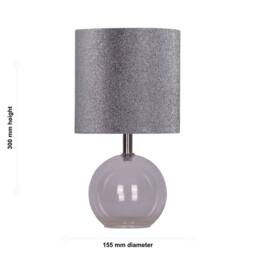 First Choice Lighting Set of 2 Buck - Clear Glass Globe Table Lamps with Glitter Shade - thumbnail 3