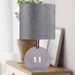 First Choice Lighting Set of 2 Buck - Clear Glass Globe Table Lamps with Glitter Shade - thumbnail 4