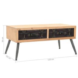 Berkfield Home Decorative Coffee Table Solid Fir Wood 115x55x50 cm in Brown - Size: 115 x 55 x 50 cm - thumbnail 9