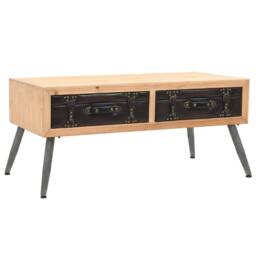 Berkfield Home Decorative Coffee Table Solid Fir Wood 115x55x50 cm in Brown - Size: 115 x 55 x 50 cm - thumbnail 2