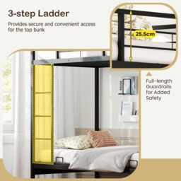 Gymax Single Over Futon Bunk Bed Convertible Couch & Bed With Ladder-Black in Black - thumbnail 3