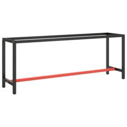 Berkfield Home Work Bench Frame Matte Black & Matte Red 210x50x79 cm Metal - Size: 210 x 50 x 79 cm