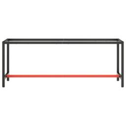 Berkfield Home Work Bench Frame Matte Black & Matte Red 210x50x79 cm Metal - Size: 210 x 50 x 79 cm - thumbnail 3