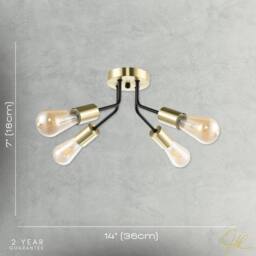 Happy Homewares Vintage Industrial Ceiling Light Fitting in Satin Gold & Matte Black in Metallic Gold - thumbnail 7