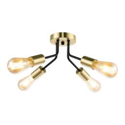 Happy Homewares Vintage Industrial Ceiling Light Fitting in Satin Gold & Matte Black in Metallic Gold - thumbnail 2