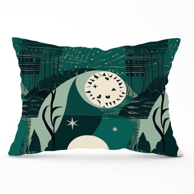 Warren Reed - Designer Abstact Green Cream Moon & Stars Cushions - Size: 60 cm x 60 cm - image 1
