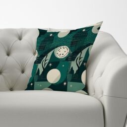 Warren Reed - Designer Abstact Green Cream Moon & Stars Cushions - Size: 60 cm x 60 cm - thumbnail 3