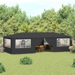 Berkfield Home Professional Party Tent with Side Walls 4x9 m Anthracite 90 g/m? in Dark Grey - thumbnail 2