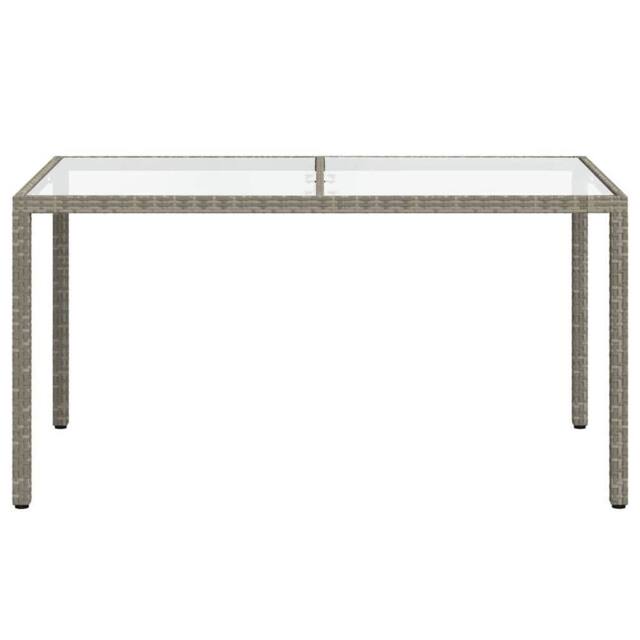 Berkfield Home Garden Table 150x90x75 cm Tempered Glass & Poly Rattan Grey - Size: 150 x 90 x 75 cm - image 1