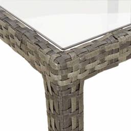 Berkfield Home Garden Table 150x90x75 cm Tempered Glass & Poly Rattan Grey - Size: 150 x 90 x 75 cm - thumbnail 6