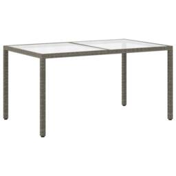 Berkfield Home Garden Table 150x90x75 cm Tempered Glass & Poly Rattan Grey - Size: 150 x 90 x 75 cm - thumbnail 5