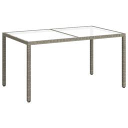 Berkfield Home Garden Table 150x90x75 cm Tempered Glass & Poly Rattan Grey - Size: 150 x 90 x 75 cm - thumbnail 3