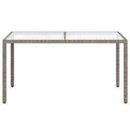 Berkfield Home Garden Table 150x90x75 cm Tempered Glass & Poly Rattan Grey - Size: 150 x 90 x 75 cm - thumbnail 1