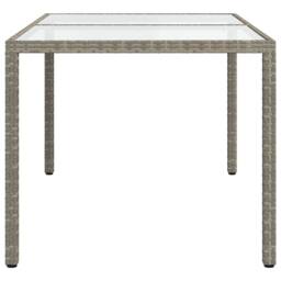 Berkfield Home Garden Table 150x90x75 cm Tempered Glass & Poly Rattan Grey - Size: 150 x 90 x 75 cm - thumbnail 4