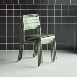 sweeek Set Of 4 Stackable Steel Garden Chairs in Khaki - thumbnail 4