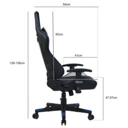 RayGar RG-MAX Gaming Chair High Back, Padding, Adjustable Height & Arms in Blue - Size: 1 Pack - thumbnail 6
