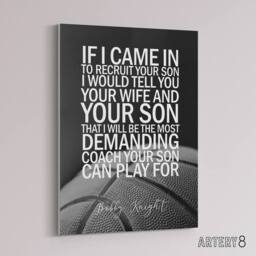 "Artery8 Basketball Coach Bobby Knight Sport Quote Canvas Wall Art Print in Grey - Size: W18"" x H24""" - thumbnail 2