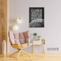 "Artery8 Basketball Coach Bobby Knight Sport Quote Canvas Wall Art Print in Grey - Size: W18"" x H24""" - thumbnail 3