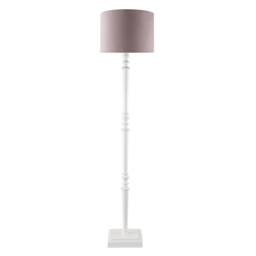 Happy Homewares Chic White Wood Standing Floor Lamp with Square Base & Foot Switch - thumbnail 3