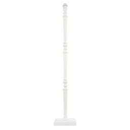Happy Homewares Chic White Wood Standing Floor Lamp with Square Base & Foot Switch