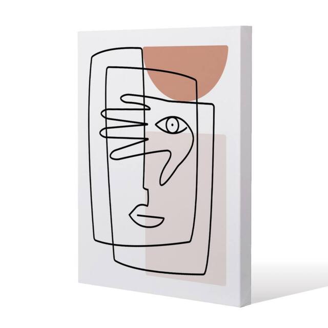 Benjamin Tate Design line drawing of face & hand (Canvas Print) / 127 x 101 x 4cm in Natural - Size: 127 x 101 x 4 cm - image 1
