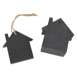 Nicola Spring Slate Christmas Tree Decorations 7 x 7.5cm House Pack of 6 in Grey - Size: 7 x 7.5 cm - thumbnail 1