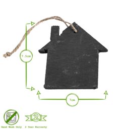 Nicola Spring Slate Christmas Tree Decorations 7 x 7.5cm House Pack of 6 in Grey - Size: 7 x 7.5 cm - thumbnail 3