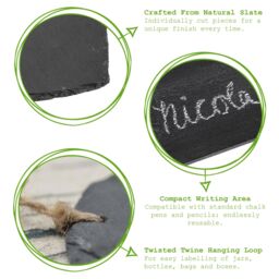 Nicola Spring Slate Christmas Tree Decorations 7 x 7.5cm House Pack of 6 in Grey - Size: 7 x 7.5 cm - thumbnail 2