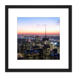 Artery8 Schwen Panoramic View New York City Chrysler Photo 8X8 Inch Square Wooden Framed Wall Art Print Picture with Mount in Black - thumbnail 1