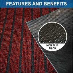 PAWNORA Burgundy 50 x 80 cm Anti Slip Door Mat in Dark Red - Size: 50 cm x 80 cm - thumbnail 2