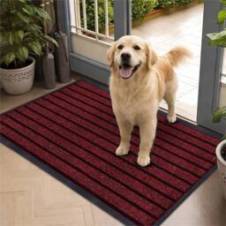 PAWNORA Burgundy 50 x 80 cm Anti Slip Door Mat in Dark Red - Size: 50 cm x 80 cm - thumbnail 5