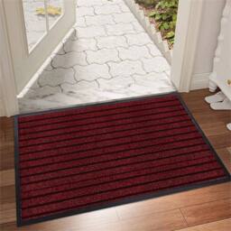 PAWNORA Burgundy 50 x 80 cm Anti Slip Door Mat in Dark Red - Size: 50 cm x 80 cm - thumbnail 3
